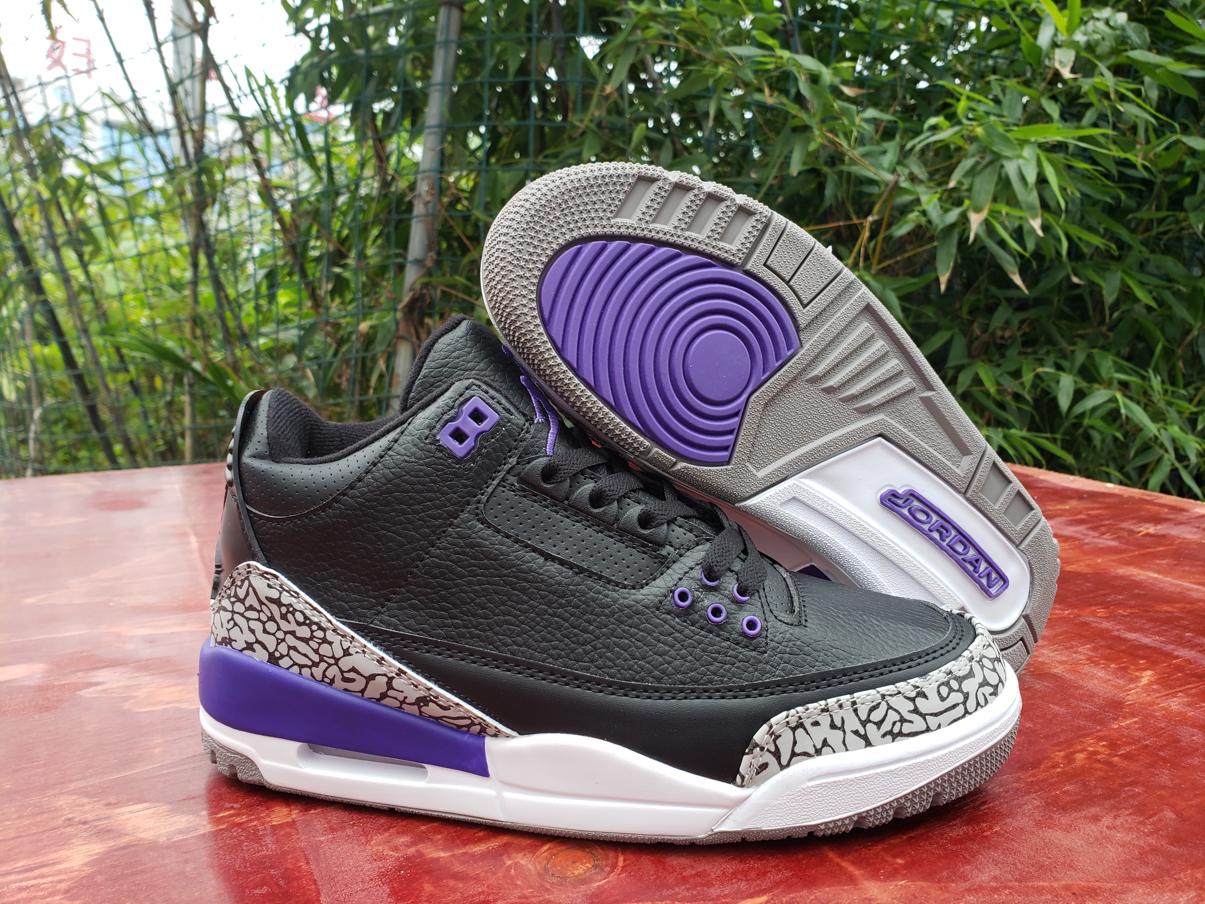 2020 Men Air Jordan 3 Black Grey Purple Shoes - Click Image to Close